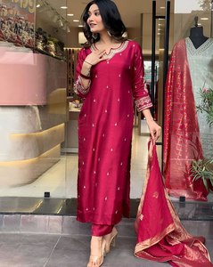 Maroon bordado tradicional Salwar Kameez traje con Dupatta mujer todas las estaciones fiesta boda Diwali - Product Image 4