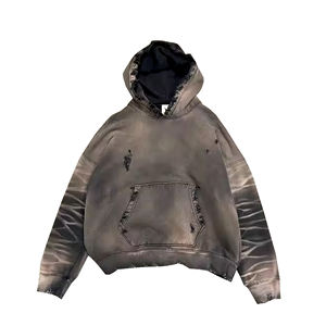 เสื้อฮู้ดสวมหัวสำหรับผู้ชายโอเวอร์ไซส์ผ้าฝ้าย100% เทอร์รี่สไตล์ฝรั่งเศสย้อมสีล้วนสำหรับฤดูหนาว - Product Image 5