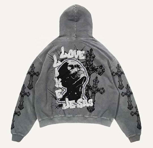 Sudadera con capucha Vintage personalizada para hombre, sudaderas con lavado ácido, bordado de alta calidad, impresión Digital, ropa de invierno, ODM OEM - Product Image 2