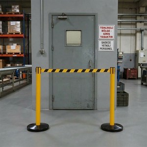 Yellow Painted Directional Barrier <b>Strip</b> PE Material Two-Color Warning Tape for Floor Marking Printed Feature - Product Image 2