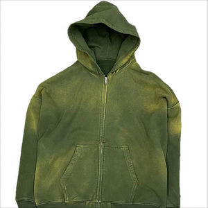 Sweat à capuche d'hiver personnalisé avec broderie appliquée, strass, effet gaufré, délavé à l'acide, fermeture éclair, patchwork, vintage, usé, streetwear, 100% homme - Product Image 1