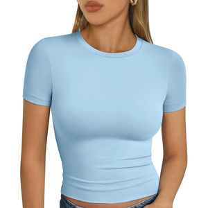 Customized <b>Women's</b> T-shirts Wholesale Crop <b>Tops</b> High Quality O-Neck Crop <b>Tops</b> Short Sleeve T-Shirt <b>for</b> <b>Women</b> Crop <b>Top</b> T shirts - Product Image 6