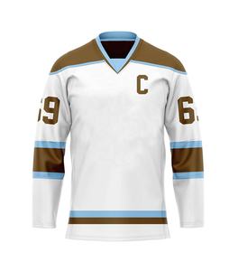 Personnalisation d'usine, service OEM, maillots de hockey sur glace sublimés, personnalisés, 100% polyester, respirants, séchage rapide, pour la vente en gros - Product Image 3
