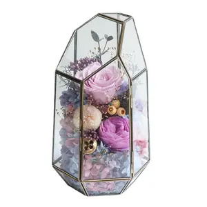 Оптовая продажа, современный многоугольный стеклянный суккулент Террариум, граненый Цветочный дом для украшения
