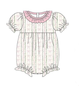 儿童服装批发 女童短袖罩衫连衣裙 蝴蝶结花卉印花儿童灯笼裤套装 荷叶边领女婴服装套装 - Product Image 3