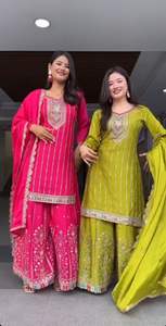 Elegante sharara conjuntos para las mujeres Pesado Bordado Secuencia de Trabajo Traje de Fiesta Conjunto con Elegante Lentejuelas de Trabajo - Product Image 6