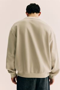 Sudadera de manga larga beige claro para hombre, Camiseta con hombros caídos, chaqueta de lana de invierno holgada de algodón y poliéster - Product Image 3