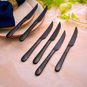 Nightfall Stainless Steel <b>Black</b> <b>Dinner</b> Knife <b>Set</b> of 6 - Product Image 6