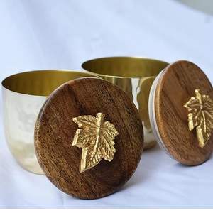 ชามทองเหลืองสีทองพร้อมฝาปิดสำหรับจัดเก็บและตกแต่งภาชนะทองเหลืองพรีเมี่ยมสำหรับสั่งซื้อจำนวนมาก - Product Image 6