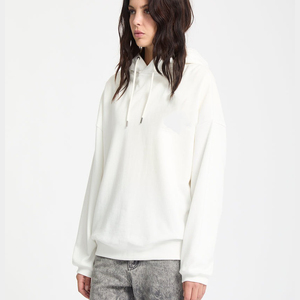 ชุดเสื้อผ้ามีฮู้ดสไตล์ใหม่สำหรับผู้หญิงมีซิปรูดซิปได้มีลายโลโก้แบบกำหนดเองเสื้อฮู้ดทรงหลวมสำหรับทุกเพศ - Product Image 5