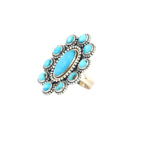 Arizona Turquoise Bezel Setting Ring 925 <b>Solid</b> Sterling <b>Silver</b> Oval Shape Faceted Cut Multi-Colour Fine Jewelry Cute Wedding - Product Image 2