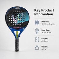 Raquette de padel entièrement en carbone, face perforée, légère, pour entraînement, compétition, location en club