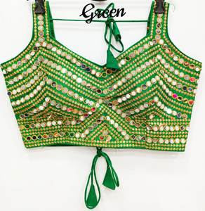 เสื้อปักลายสวยงามสำหรับเจ้าสาวผ้าลายกระจกงานเย็บพร้อมสวมใส่เสื้อบุผ้าส่าหรีอินเดียขนาดเสื้อปาร์ตี้ผ้าไหมสีซารี - Product Image 1