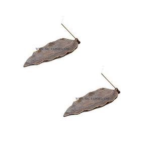 Ensemble de 2 encens en métal antique en forme de feuille et brûleur Bakhoor Ramadan Eid et décoration de mariage utilisation brûleur d'encens parfum - Product Image 1