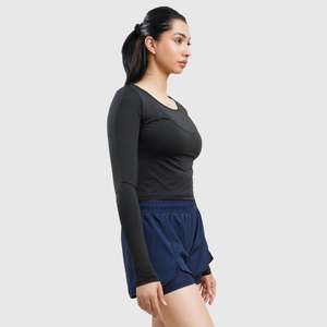 W024 Summer <b>Top</b> Long Sleeves Lightweight Breathable Knitted Fabric <b>One</b> Size Fits XS XXS Loose Fit Decorated Lace Hole Letter - Product Image 5