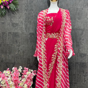 ชุดส่าหรีพิมพ์ลายดิจิทัลดีไซน์ใหม่ล่าสุดสำหรับงานปาร์ตี้แนวจีนเสื้อผ้าอินเดียและปากีสถาน - Product Image 1