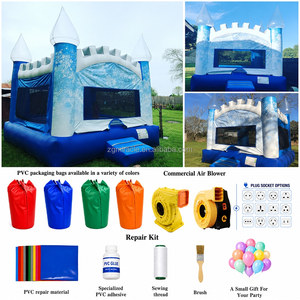Château gonflable commercial d'hiver en forme de flocon de neige, palais de glace, pour la location lors de fêtes, événements scolaires ou autres occasions. - Product Image 2