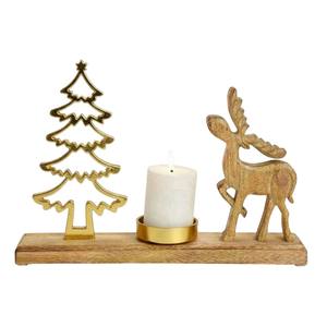 Portavelas Decorativo Navideño de Metal Blanco con Reno y Árbol de Navidad sobre Base de Madera, Decoración Festiva para el Hogar, Precio Más Bajo - Product Image 5