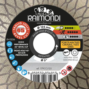 Kim cương lưỡi 125mm đường kính 45 ° Jolly cắt f22.2mm chamfer cho máy mài góc - Product Image 4