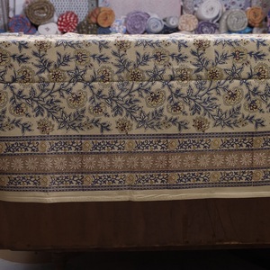 Hand Block Printed Floral <b>Table</b> <b>Cloth</b> High Quality Handmade Organic Cotton for Weddings Daily Use Durable Soft Eco Friendly - Product Image 2