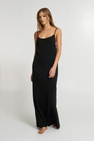 Robe longue de mode pour femmes, robe noire unie pour femmes