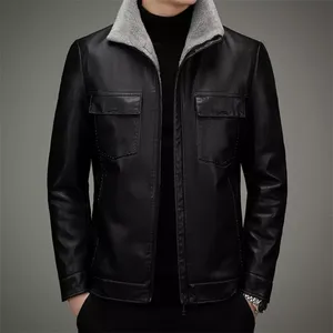 Chaqueta Bomber de Cuero Camuflada Unisex de Primavera, Cuero Puro, Resistente al Viento, Moderna con Solapa - Product Image 6