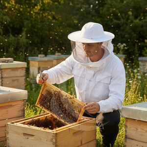 White Cotton Color Beekeeping Jacket With Fencing Veil For Beekeeper Men & Women - Product Image 5