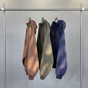 450g algodón Terry liso desgastado de gran tamaño en blanco piedra ácido Vintage lavado Sudadera con capucha de gran tamaño pulóver Essentials Sudadera con capucha - Product Image 5