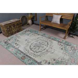 Alfombra Turca Vintage de 5.2x8.1 pies, Alfombra Grande, Alfombra de Lana Azul - Product Image 2