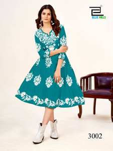 Latest Designer Heavy Rayon Lakhnavi Printed Work <b>Kurti</b> by FabZon - Product Image 2