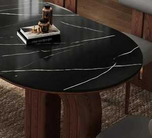 Ensemble de salle à manger élégant |   Cadre en bois massif naturel avec plateau en marbre |   Ensemble de table à manger en marbre, meubles de cuisine modernes et luxueux - Product Image 3