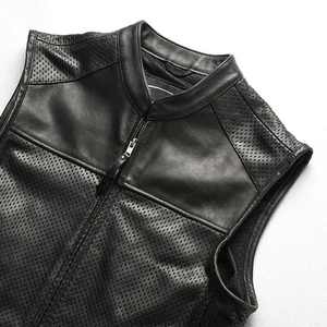 Gilet de motard en cuir de vachette véritable pour homme, design personnalisé, gilet de motard en cuir de haute qualité, col montant, modèle 2026 - Product Image 6