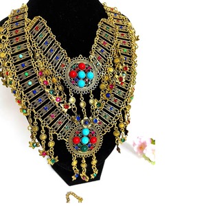 สร้อยคอประดับลูกปัดแก้วทำมือลายเรขาคณิตสไตล์วินเทจอัฟกันสำหรับผู้หญิง เครื่องประดับสำหรับงานปาร์ตี้และงานแต่งงานสุดอินเทรนด์ - Product Image 4