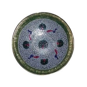 Bol à fruits rond en laiton fait à la main de haute qualité avec gravure de paon multicolore et fini polonais pour une utilisation en cuisine - Product Image 1