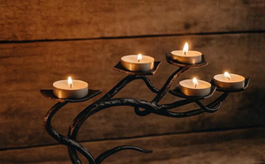 Antique Silver Iron <b>Candle</b> Stand Holder Creative Rectangular Base Handcrafted Powder Coating for <b>Wedding</b> Christmas Home Decor - Product Image 6