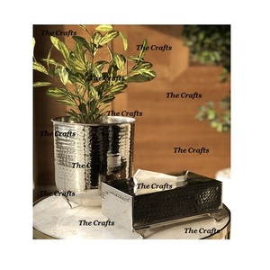 Ensemble de 3 jardinières en aluminium et cuivre de forme ronde pour hôtel et jardin Accessoires de décoration - Product Image 2