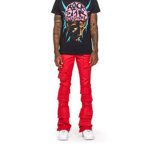 Custom Made Design And Logo Wholesale 100% Cotton Fabric Flare Track Jogger Fleece <b>Men</b> Sweatpants Stacked jogger for sale - Product Image 4