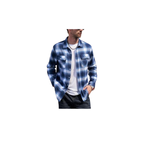 เสื้อเชิ้ตผ้าสักหลาด2025สำหรับผู้ชาย, เสื้อเชิ๊ตผ้าฝ้าย100% วินเทจคอสี่เหลี่ยมแขนยาวกันหด - Product Image 6