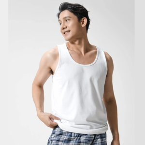 Camiseta básica de algodón sin mangas para hombre, ropa de casa cómoda - Product Image 3