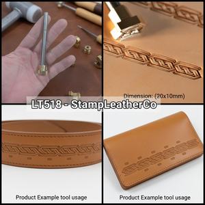 LT518 Sello de cuero con borde de cadena geométrica 20x10mm (11/14 \ "X 2/5 \") Diseño geométrico para manualidades - Product Image 1