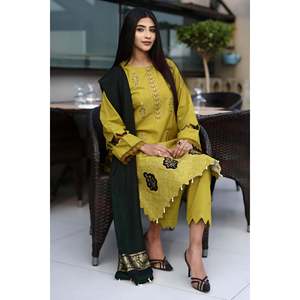 Ensemble chemise brodée et châle en jacquard cachemire pour femme - BRANDSINN BIC-1551 - Product Image 6