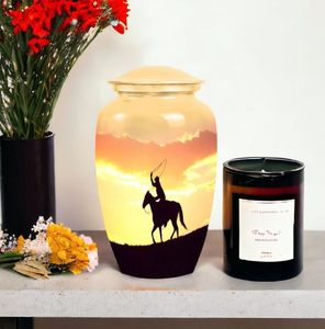 Silueta de urnas de recuerdo funerario de jinete de caballo para cenizas humanas Urna de cremación masculina y femenina Cenizas humanas para adultos Tamaño personalizado para adultos - Product Image 5