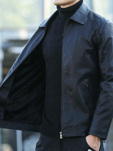 Veste en cuir Boxy personnalisée pour hommes Veste à fermeture éclair lourde Grande taille Streetwear Logo personnalisé Veste pour homme usine - Product Image 3