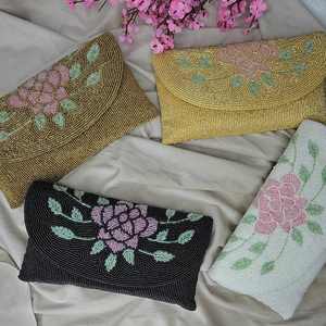 El mejor monedero de mensajero hecho a mano de estilo bohemio para mujer, bordado de cuentas de resina ecológico, cadenas, botón sólido ligero para - Product Image 4