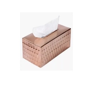 Caja de soporte de papel tisú para baño, caja de pañuelos de lujo, caja de almacenamiento de pañuelos de Metal pulido de cobre Rectangular - Product Image 1