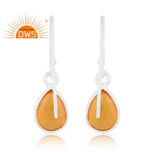 Dernier modèle de boucles d'oreilles pendantes en argent sterling fin avec pierres précieuses de culture ambre Fabricant de bijoux personnalisés - Product Image 4