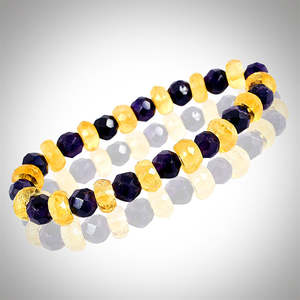 Natural Amethyst Citrine 6mm Faceted Bead Bracelet for Wisdom Prosperity & Emotional Balance - Product Image 3