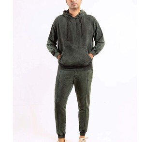 2025 New Fashion 100% Cotton Mens Sport Sweatsuit Hip Hop Tracksuits Winter Acid Wash Tracksuit For Men - Product Image 5