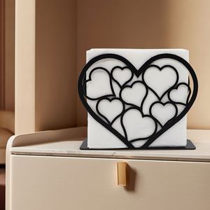 Premium Quality Black Metal Iron Tissue Stand <b>Heart</b> Design Table <b>Top</b> Napkin Holder For Table Napkin Accessories At Best Price - Product Image 1