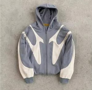 Nuevo diseño con costuras de color, estampado, mangas largas, cremallera, sudaderas térmicas con capucha, 100% algodón, en stock. - Product Image 5